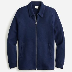 J.Crew Men’s Navy Boiled merino wool coach's sweater-jacket
